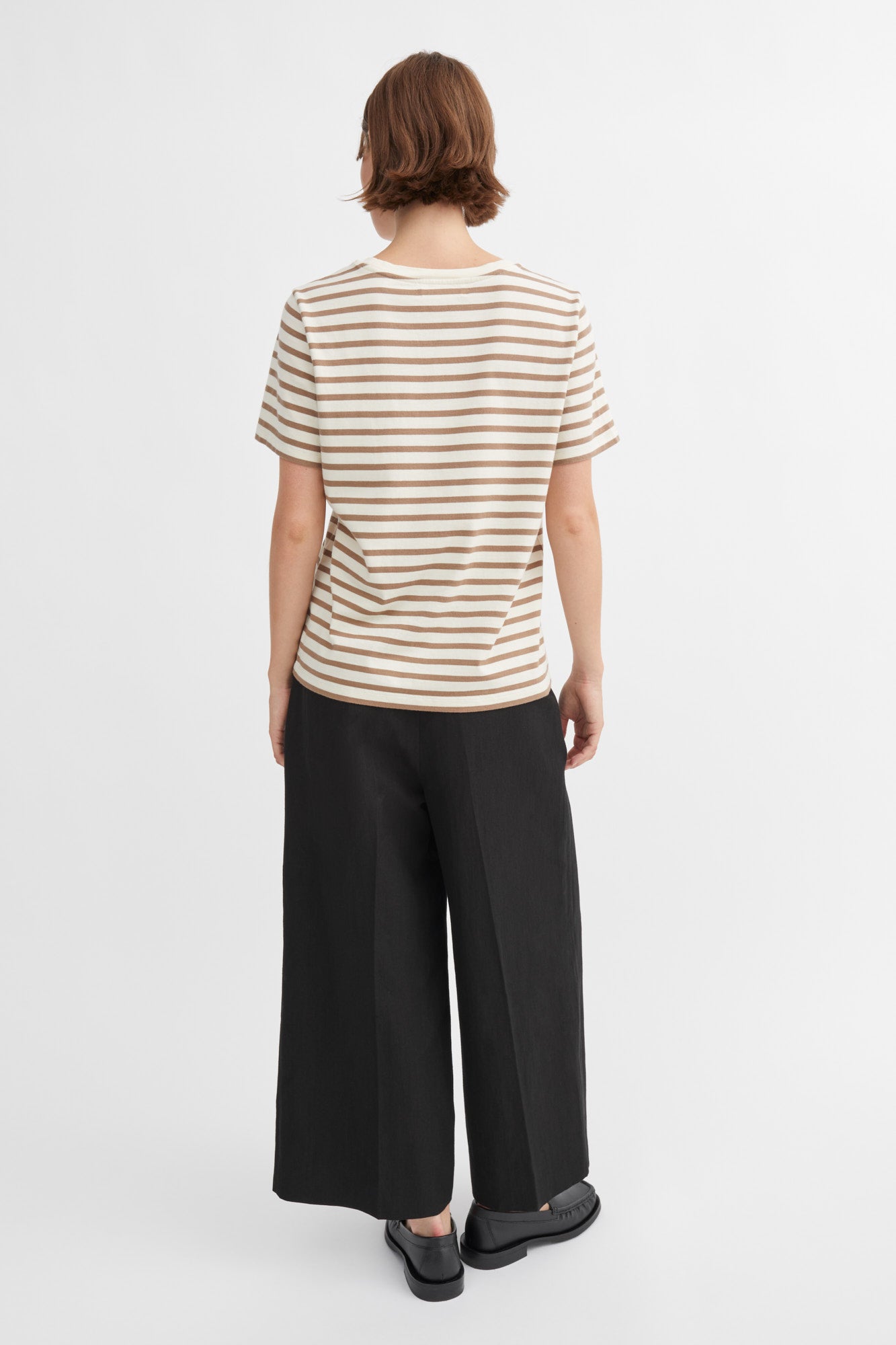 Skall Studio Loui regular tee T-shirt Light brown/White stripe